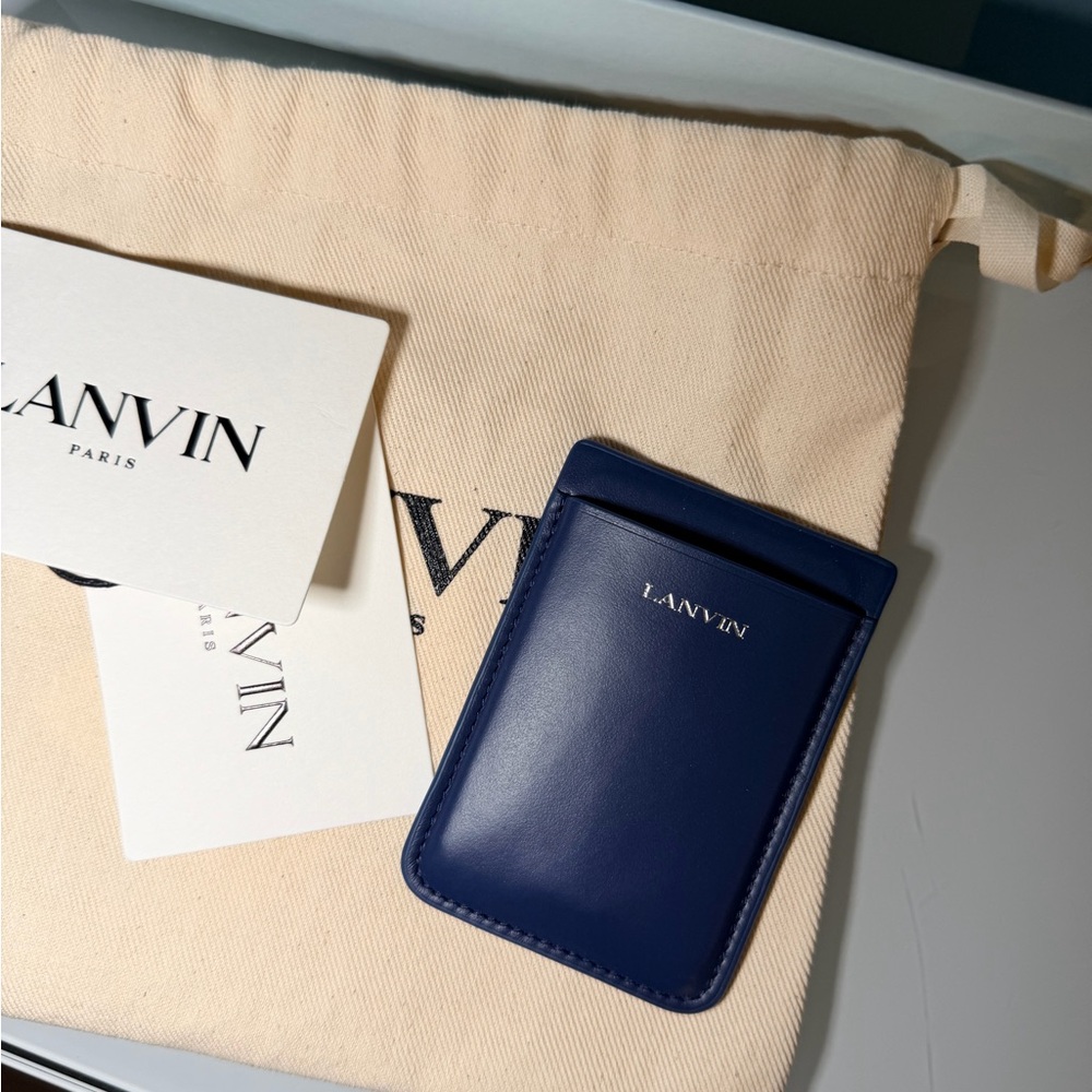 LANVIN Navy Magnetic Card Holder with Box and Pouch NWT - Picture 3 of 4